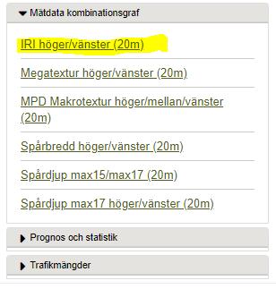 Höger och vänster hjulspår i samma graf Det finns några kombinationsgrafer. Där är två olika mätresultat sammanlagda i samma graf.