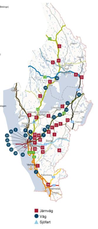 Nya investeringar i Region Väst Investering (nybyggnation) 1 = Järnväg 1 =