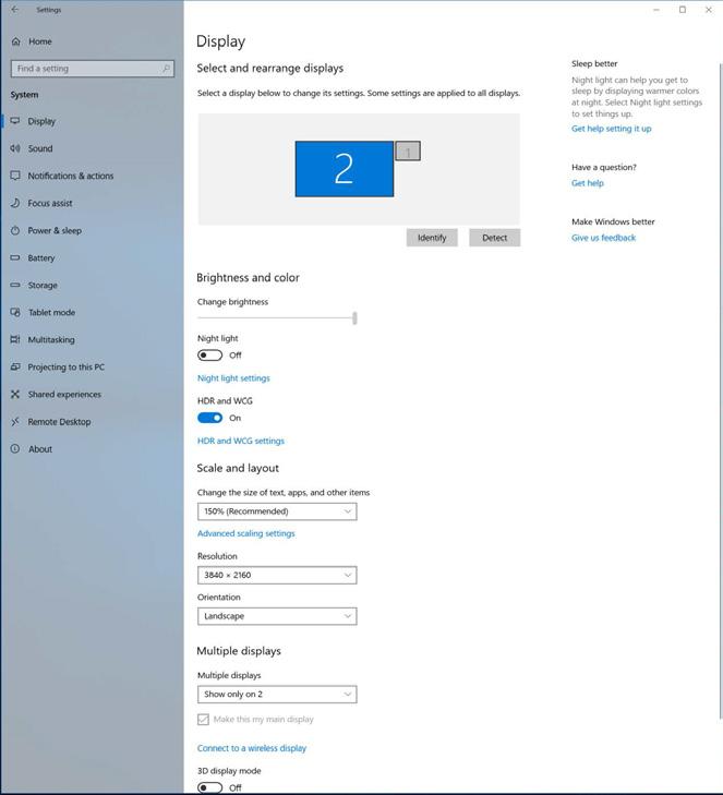 Ställ in ljusstyrka för SDR-innehåll Obs Windows 10 krävs. Uppdatera alltid till senaste uppdateringsversion.