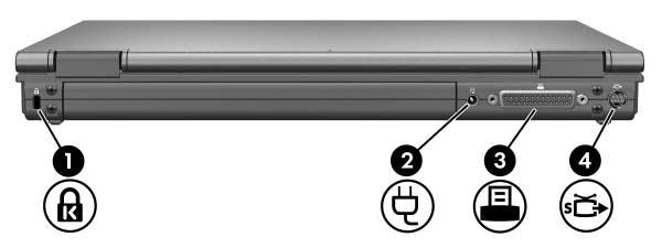 Funktioner i notebook-datorn Komponenter på baksidan Se den bild som bäst matchar din notebook-dator. Komponent Beskrivning 1 Plats för kabellås Kopplar en extra säkerhetskabel till notebook-datorn.