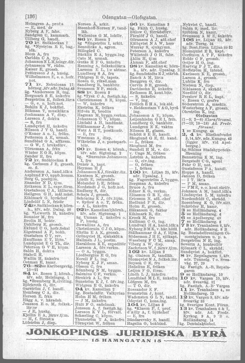 [~36J Holmgren A, prof:a -,E, med.dr Nyberg A F, fabr. Sandgren o, kammarh. Ullberg G, handl, ", 70 kv.,snöklockan 7 ällid:.:n"yst!pm R E, bag.. ' Blom A, fru.