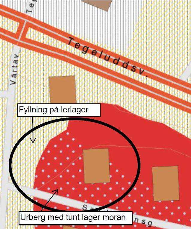 4.4 Geologiska och geohydrologiska förhållanden Ingen geologisk undersökning är utförd i projektet men jordarterna i det berörda området består till större delen av lera enligt SGUs jordartskarta, se