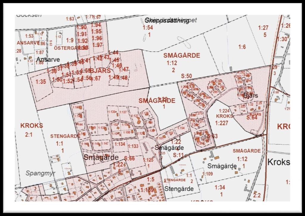 Bebyggelse inom gällande detaljplaner inom den södra delen av