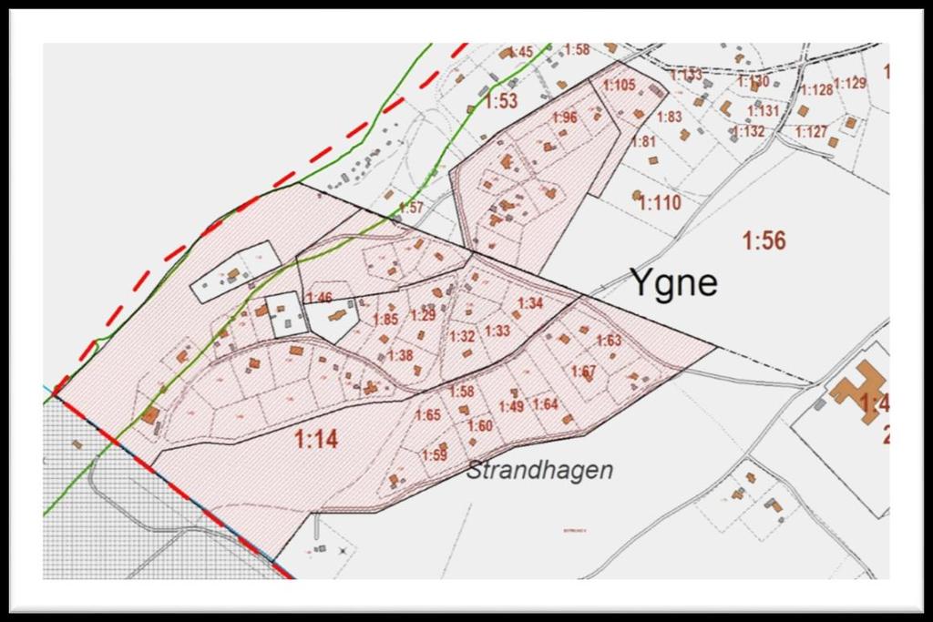 Bebyggelse inom gällande detaljplaner inom den norra delen