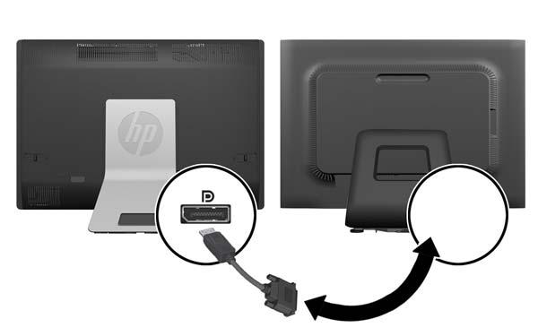 4. Om den sekundära skärmen inte har en DisplayPort-kontakt, anslut en DisplayPort-videoadapter till DisplayPort-kontakten på datorn.