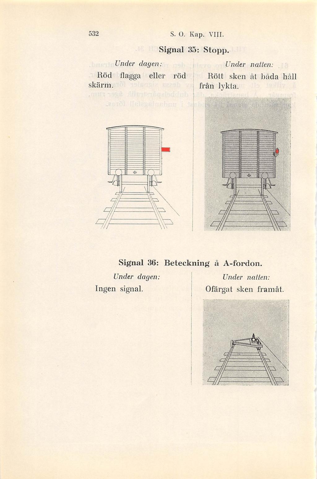 532 S. O. Kap. VIII. Signal 35: Stopj). skärm.