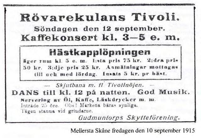 DANSSTÄLLET På Pingstaftonen 1902 öppnade Rövarkulans nöjesplats. Man hade under hela våren snickrat ihop en dansbana och paviljong.