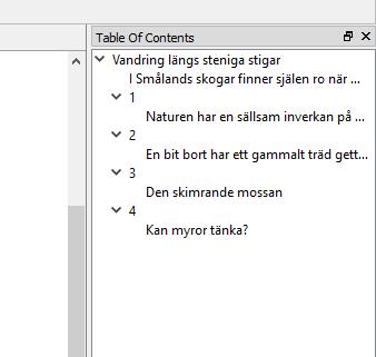 I listan finns även intressant statistik över orden i boken. Klicka på OK.