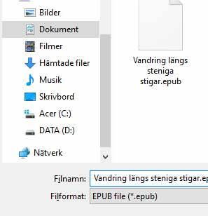 Spara och testa din färdiga e-bok När du har skrivit färdigt är det en bra idé att testa boken i en e-bokläsare eller på en