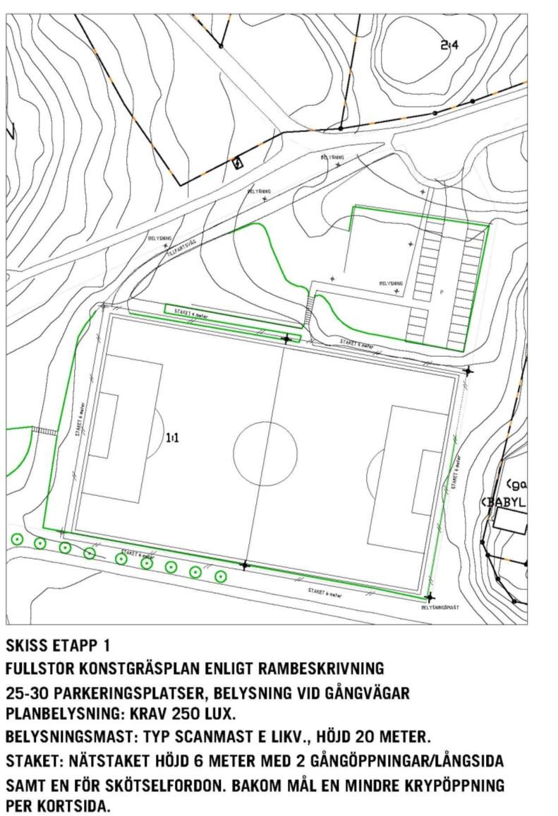 Sida 5 (7) Bilden nedan visar hur bollplanen kommer att byggas om inför genomförandetiden av tunnelarbetena.