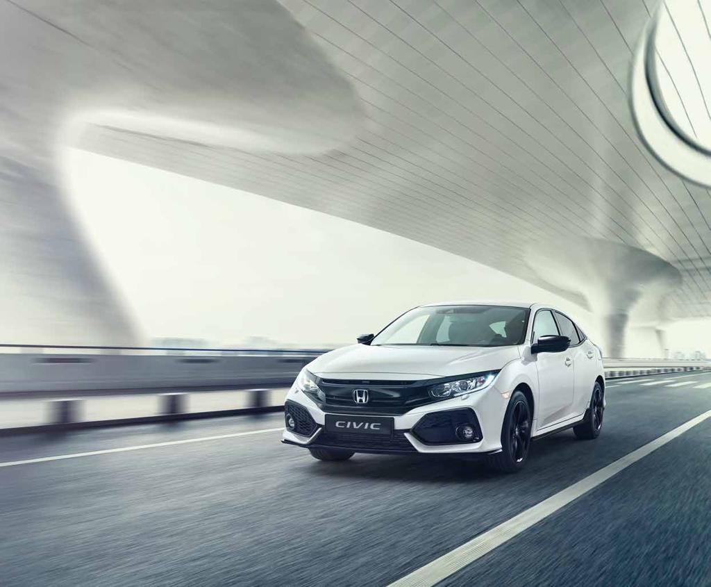 NYA CIVIC DYNAMIC Den djärva designen på nya Civic Dynamic förstärks av en aerodynamisk kaross med sportig frontspoiler och sidokjolar.