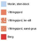 Liknand förutättninar konstatrads i samband md n otknisk undrsöknin utförd av Tyréns i juli 2016. Fiur 1. Jordartskarta från SGU (Svris Goloiska Undrsöknin). Planområdt för inom strckad svart linj.