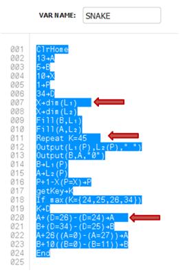 Var finns de extra mellanrummen? Du kan se de extra mellanrummen i ditt program med hjälp av TI Connect CE Program Editor genom att markera hela programmet.