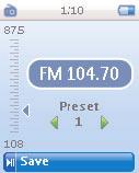 4.5.3 Spela en förvald radiostation 1 I menyn Radio välj Snabbval. 2 Tryck 3 eller 4 för att bläddra genom och välja de förvalda radiostationerna.