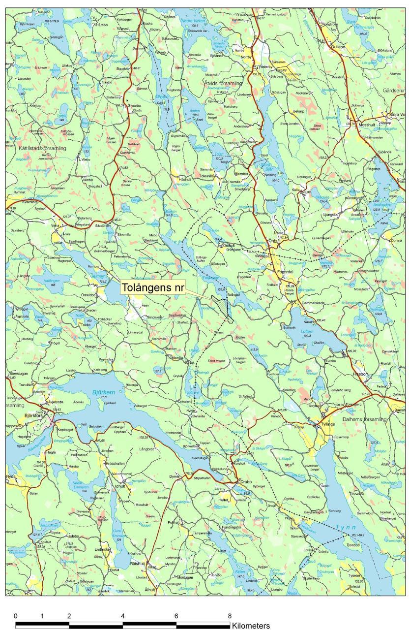 2. Syfte, föreskrifter och skäl för beslut (se reservatsbeslut) Figur 1. Översiktskarta. Bakgrundskartor Lantmäteriet, dnr 106-2004/188 3.