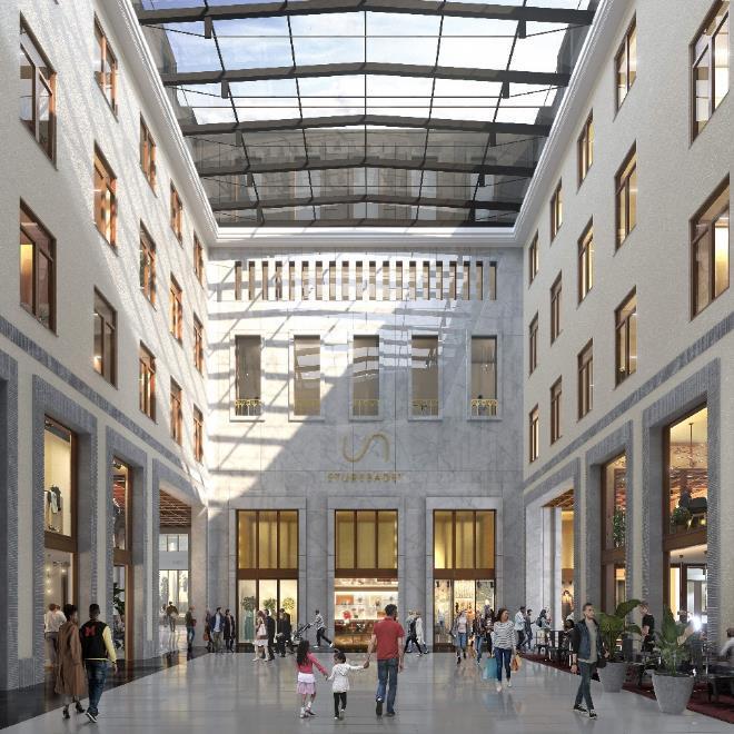 Sida 33 (76) Gården utformas som ett högrest dagsljusbelyst entrétorg, Bångskas galleri.