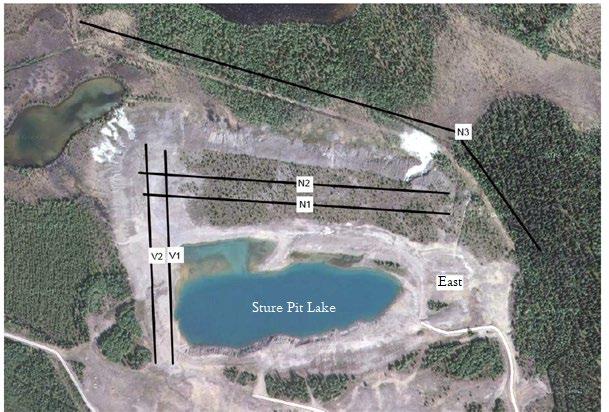 Figure 10 - The planned location of the electromagnetic readings (Golder Associates