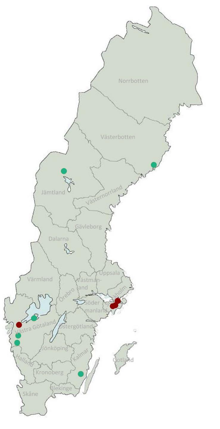 Kartläggning IVA, byggda 2006-2018, 10 enheter Byggd IVA, enpatientrum, 4 enheter: Norra Älvsborgs Länssjukhus, Trollhättan, VGR Södersjukhuset, Region Stockholm Södertälje sjukhus, Region Stockholm