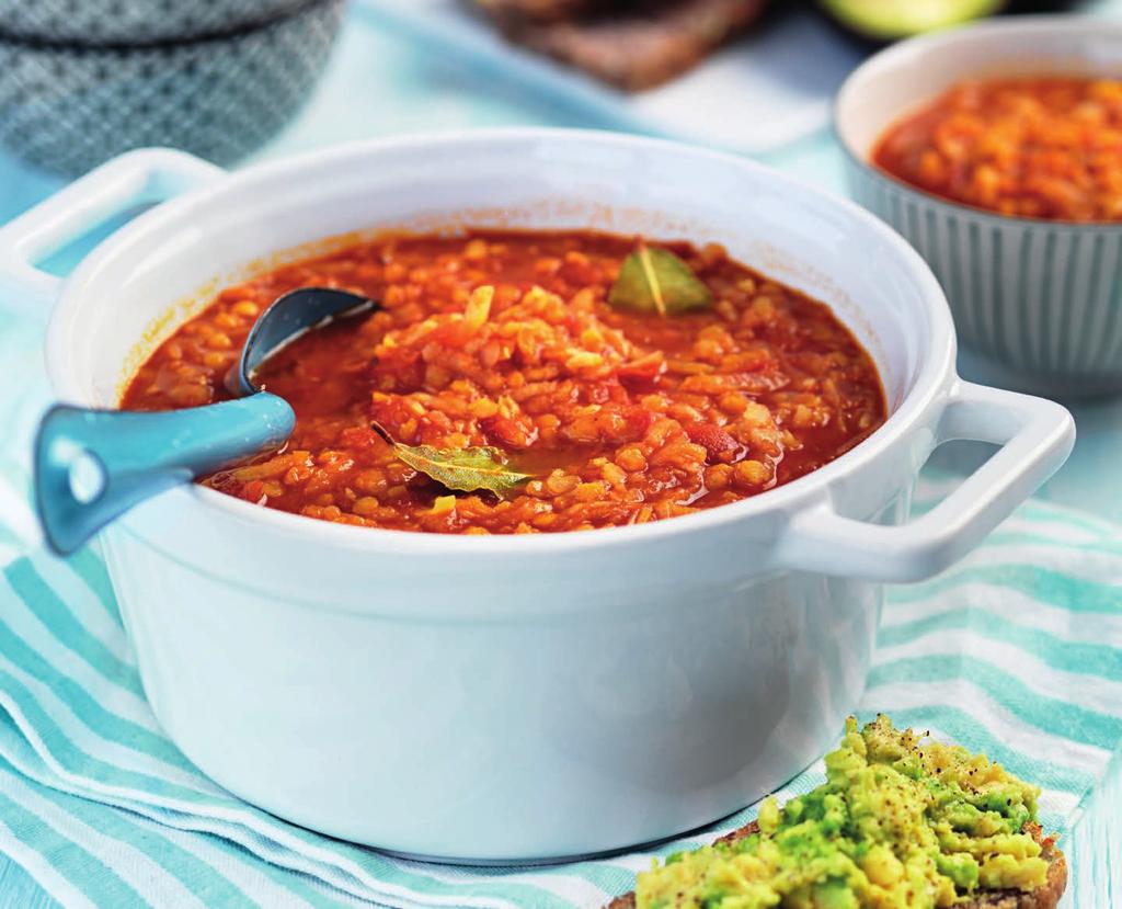 RECEPT 4 35 MIN 333kcal/port. Energi från: Fett 30% Kolhydrater 54% Protein 16% Blossoms linsgryta Härligt smakrik vegetarisk gryta med linser och äpple.