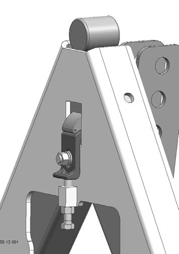 T-24-11-2003 När slåtterverket har kopplats till traktorn, får den hydrauliska styrenheten (T) inte ställas på ÄNKA. Efter en sådan felbetjäning måste den ställbara låsplattan (P1) ställas in på nytt.