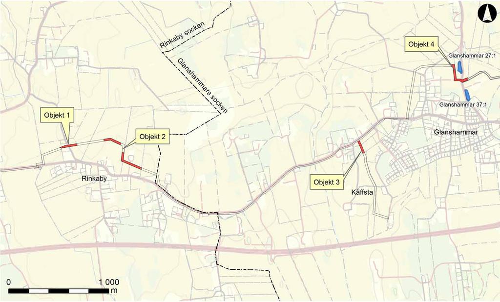 Arkeologisk utredning inför anläggandet av vatten- och avloppsledning mellan Rinkaby och Glanshammar 6 Figur 2.