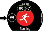 Alternativen som visas i snabbmenyn beror på den sport du har valt och huruvida du använder GPS. Träningsförslag: Träningsförslag visar de dagliga FitSpark-träningsförslagen.