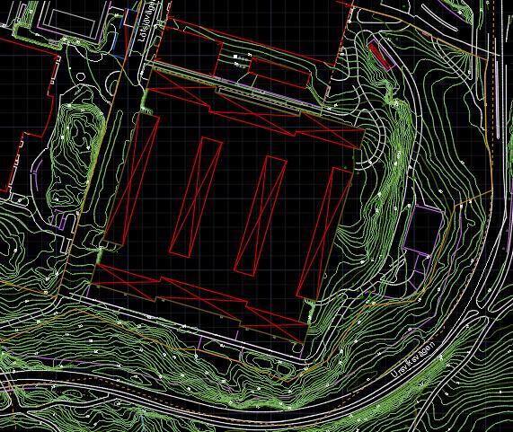 5.2.2 AutoCAD Ritningsunderlag för projekteringen var en 2D baskarta över Hallonbergen med höjdkurvor som erhölls via mailkontakt med Sundbyberg kommun.