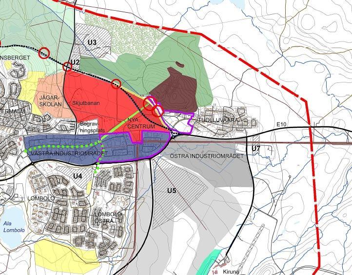 4 TIDIGARE STÄLLNINGSTAGANDE ÖVERSIKTLIGA PLANER Detaljplanen avviker från gällande fördjupad översiktsplan för Kiruna C (2014).
