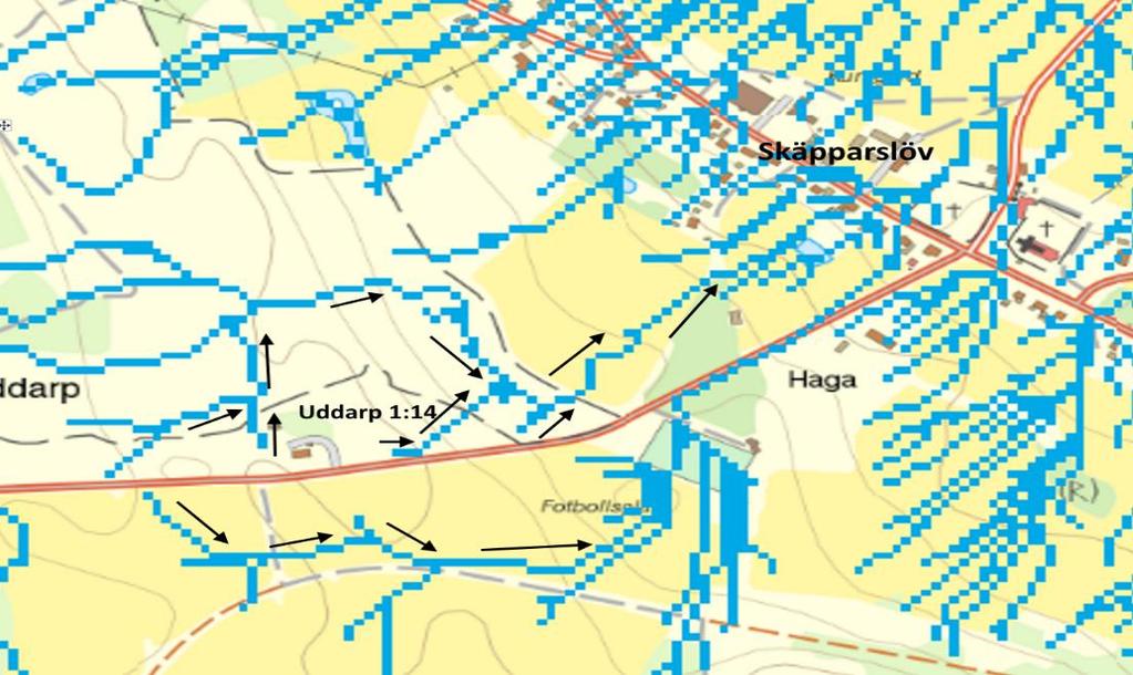 16 9 BESKRIVNING AV YTAVRINNINGS-VÄGAR 9.1 NIVÅER Husens nivå på färdigt golv måste sättas tillräckligt högt så att dagvatten inte kan rinna in i eller mot byggnaderna.