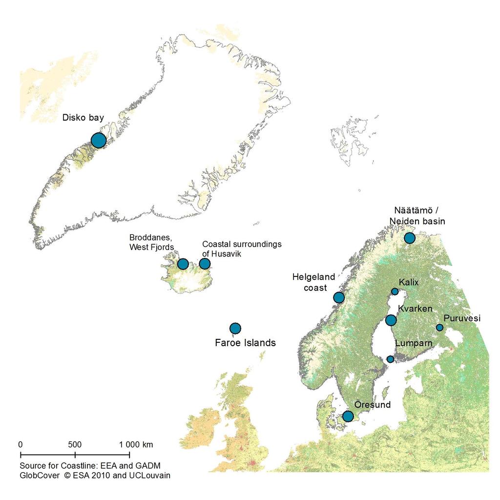 (lokalt engagemang, siklöja) Danmark/Sverige: Öresund (tillväxtregion, miljö, fiskeförvaltning) Norge: Helgeland (marin ekologi, turism,