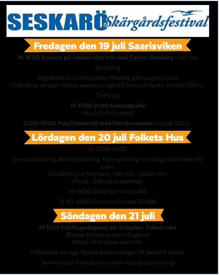 Vårkonsert i Seskarö kyrka Kristihimmelsfärdsdagen anordnade PRO Seskarö, Seskarö hembygdsförening, svenska Kyrkan och Sensus en vårkonsert i vår fina kyrka, med medlemmar ur körerna från Kalix