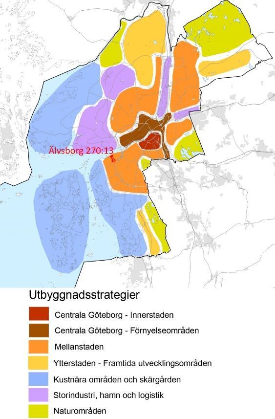 Fastigheten ligger inom mellanstadens område enligt översiktsplan men utanför de prioriterade utbyggnadsområdena enligt utbyggnadsplanering och generar ingen komplettering av boendeformer eller