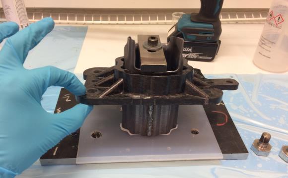 Figure 12 Fixture used to fix the gap where the adhesive was later applied.