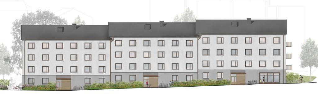 Sida 11 (21) De nya byggnaderna lokaliseras inom Björksundsslingans västra och centrala delar. Nedan visas tillkommande byggnads placering utformning. Figur 5. Bostadsområdets planerade utformning.
