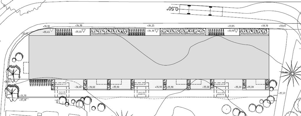 Sida 18 (21) Växtbäddar 80 m 3 (80 m 2 ) och makadammagasin 65 m 3 (65 m 2 ) placeras enligt figur nedan. Magasinet väster om byggnaden uppgår till 50 m 3 (50 m 2 ).