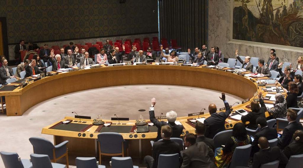 Foto: UN Photo/Mark Garten Säkerhetsrådet antar enhälligt Resolution 2204 i februari 2015.