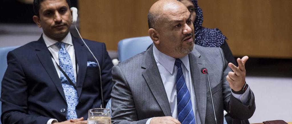Foto: UN Photo/Kim Haughton Khaled Hussein Mohamed Alyemany, Jemens ständiga representant, adresserar säkerhetsrådets möte om situationen i sitt hemland i oktober 2017.