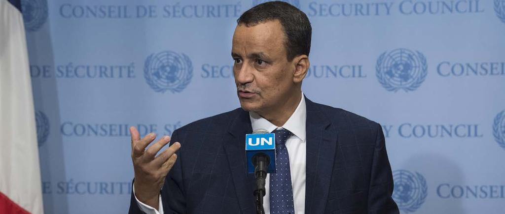 Foto: UN Photo/Kim Haughton Ismail Ould Cheikh Ahmed, generalsekreterarens särskilda sändebud i Jemen, ger journalister en genomgång efter ett möte i säkerhetsrådet om situationen I landet.