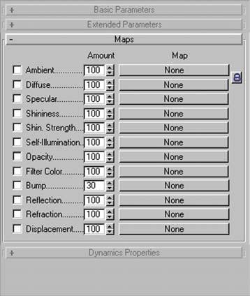 Figure 2.3. a) Maps i Material Editor och b) Material/Map Browser.