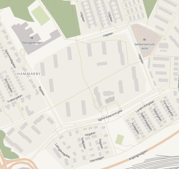 Figur 1: Till vänster visas undersökningsområdets placering i förhållande till Västerås, till höger är området förstorat. Hämtad från openstreetmap.org den 25 augusti 2017.