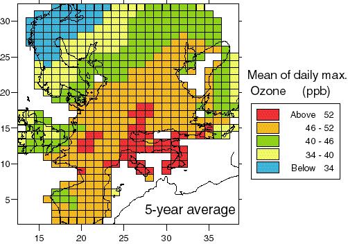 Ground level ozone in Europe Death, respiratory disease Short-term Long-term?