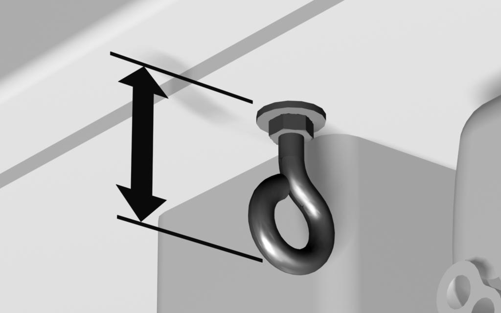 Ta bort remkåpan (Figur 59). 1. Öglebult 2. Nedre mutter B.