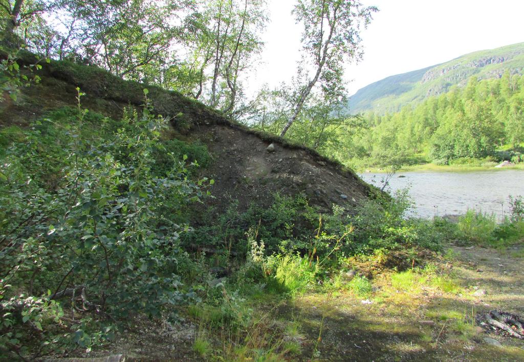 Figur 7. Skärning i åsen längs med Umeälven söder om Umfors. Foto: Eva Jirner. Magasinets primära tillrinningsområde, dvs.