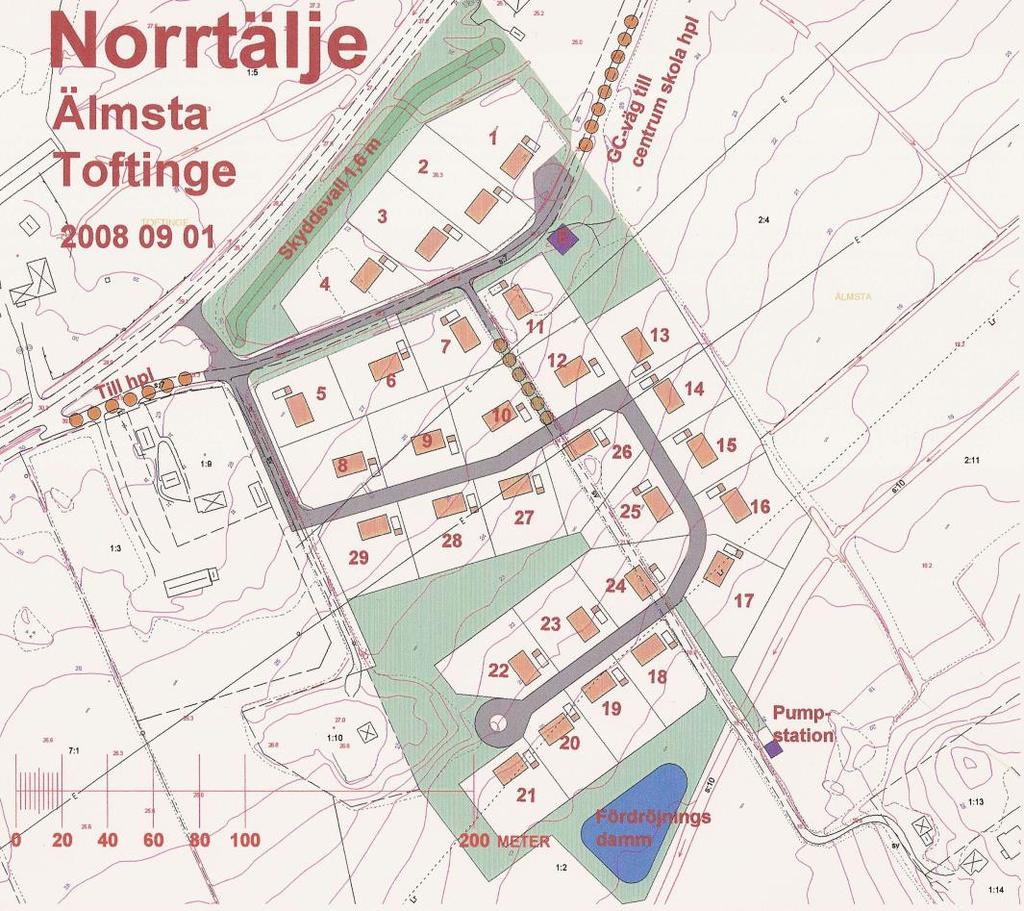 (8) Trafik Området matas från väg 8 via en ny anslutning. En lokalgata försörjer sedan de nya bostäderna. Tillfarten till fastigheterna : och : anslutets till lokalgatan.