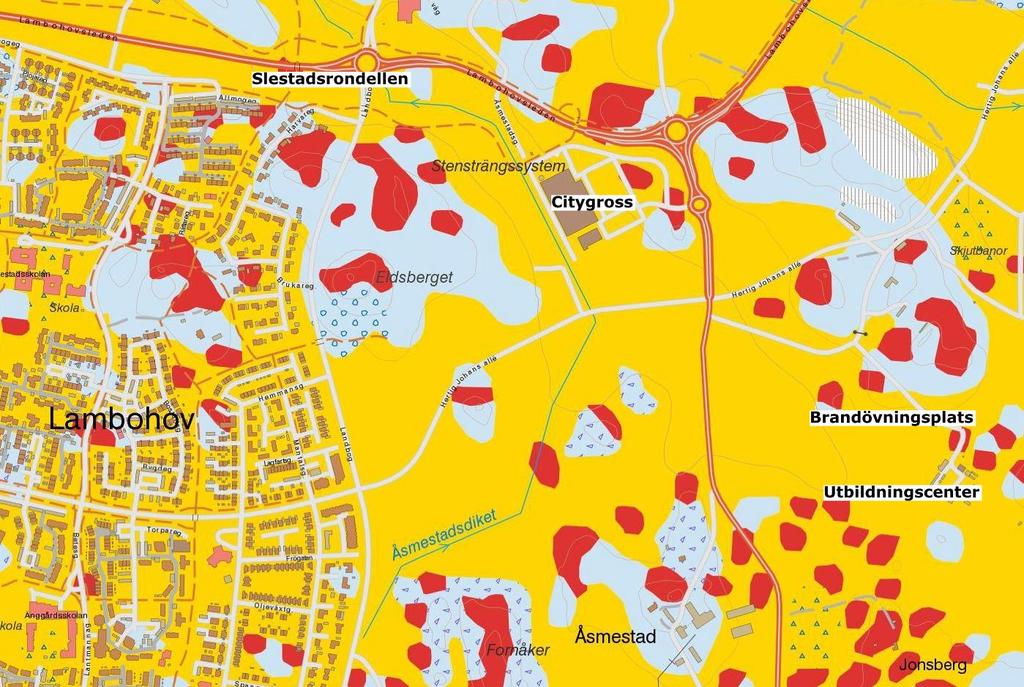 1.4 Geologi och hydrologi Stora delar av området består av glacial lera (Figur 3). Delvis finns inslag av sandig morän, urberg och blockrika ytor.