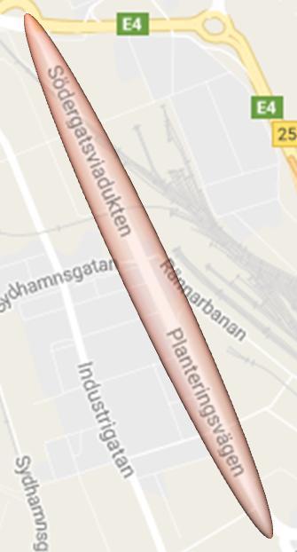 av den norra delen av Planteringsvägen. Vägen är belägen väster om Trafikplats Ramlösa i Helsingborg.