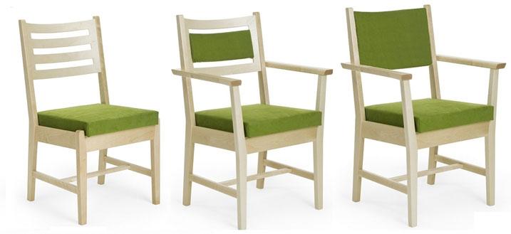 Stolar Bo stol med fast klädsel, björk HB34082, Bo stol HB34081, Bo karmstol HB34086, Bo stol extra sitsöverdrag HB34087, Bo stol avtagbar ryggdyna liten, 2 spjälor HB340812, Bo stol avtagbar