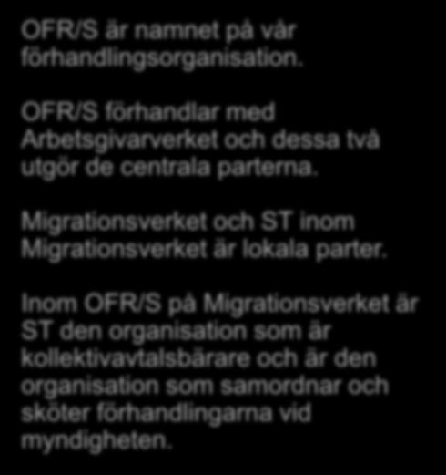 Migrationsverket och ST inom Migrationsverket är lokala parter.