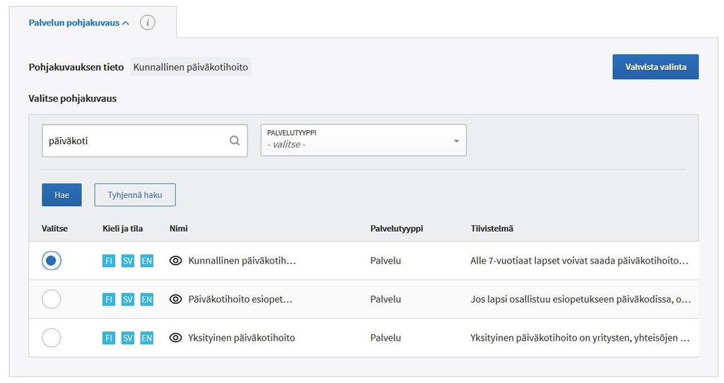 ANVISNING 23 (87) bakgrundsbeskrivning = bakgrundstext som redogör för tjänsten på ett allmänt plan. Bakgrundsbeskrivningen visas i punkten "Bakgrund och lagstiftning".