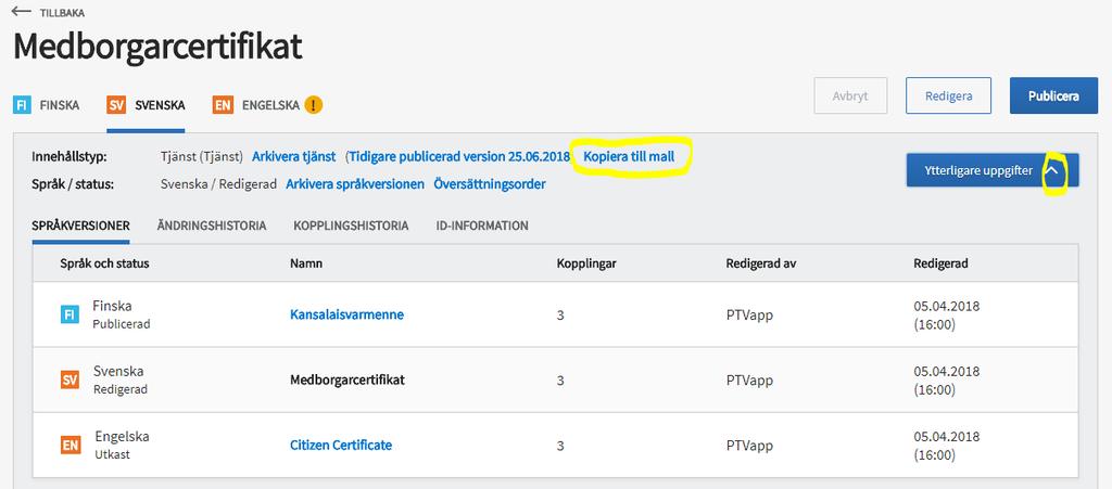 ANVISNING 69 (87) Välj den språkversion som du vill